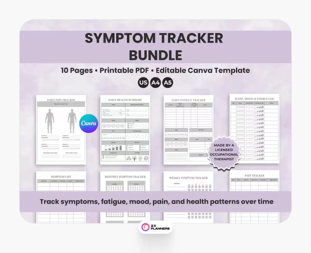 Chronic Illness Symptom Tracker PDF Editable