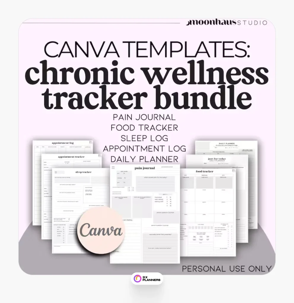 Chronic pain & illness symptom tracker template bundle