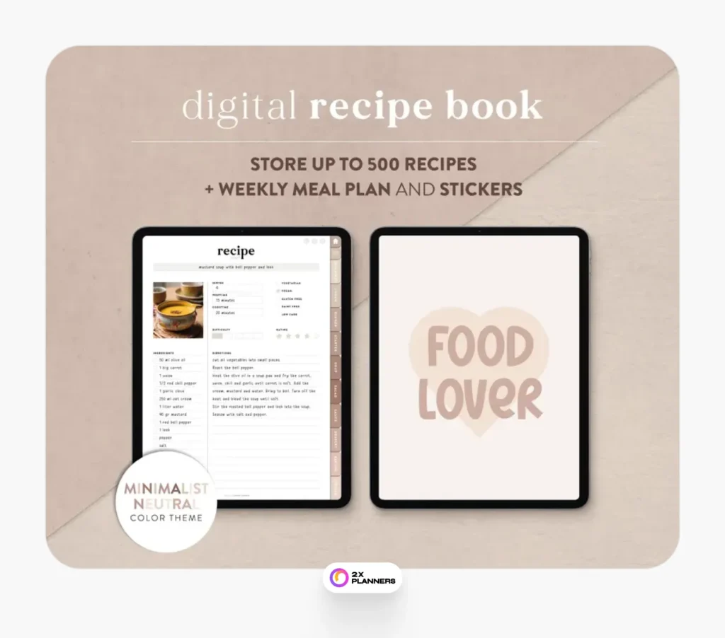 Digital recipe book and meal planner 