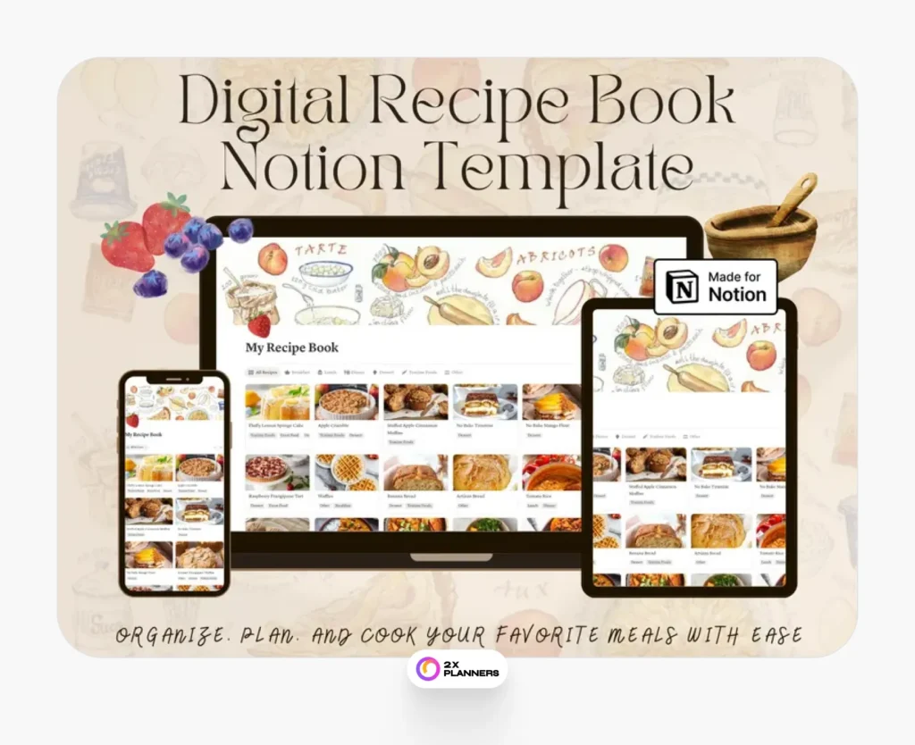 Notion Recipe Book & Meal Planner: Template for a digital cooking journal