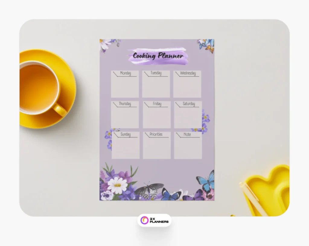 Soft Purple Nature Cooking Planner