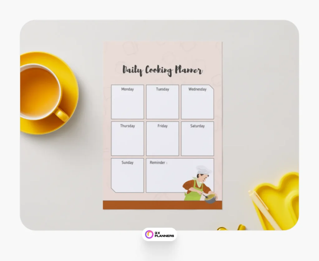 Brown Minimal Daily Cooking Planner