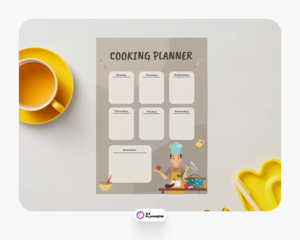 Brown Modern Cooking Planner Print Template