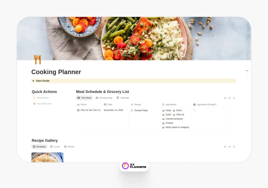 Cooking Planner: Recipes, Meals & Grocery List