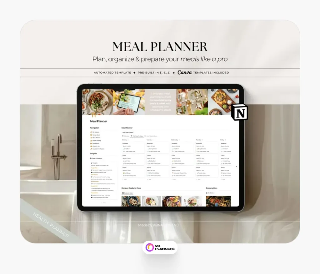 Meal Planner Notion Template | Recipe Book