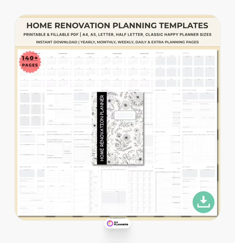 Printable Home Renovation Planner & Budget