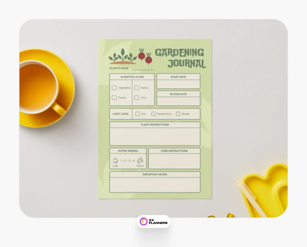 Green Illustrative Gardening Journal Planner