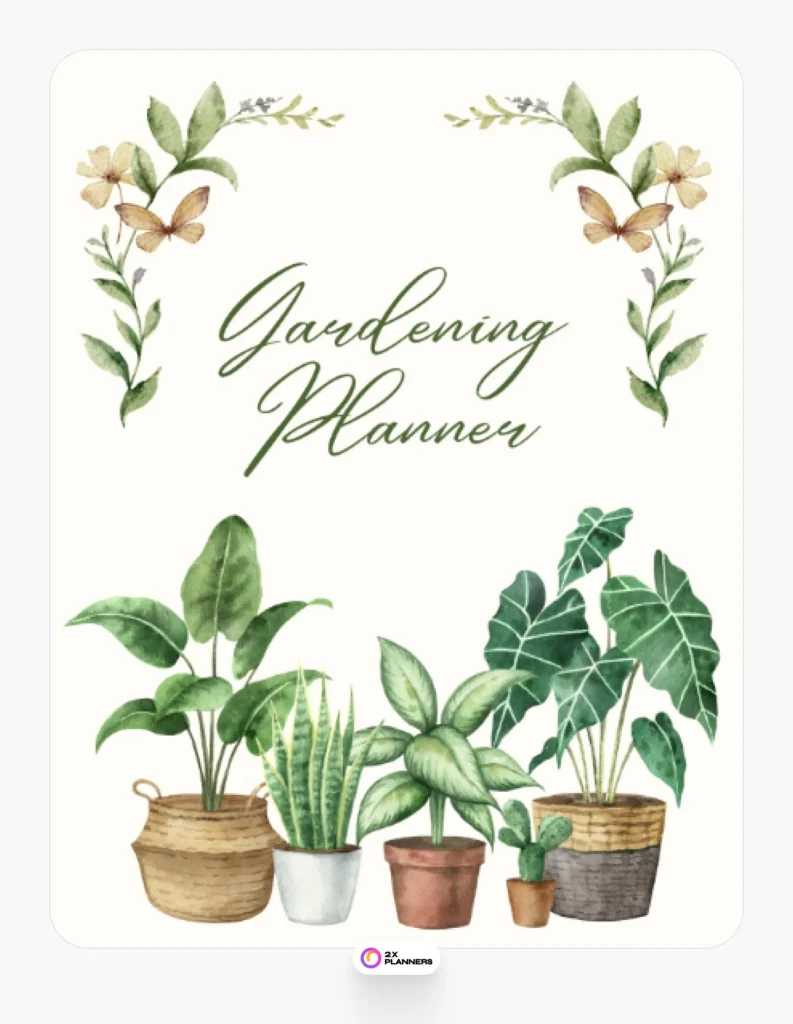 Beige and Green Floral Watercolor Gardening Planner