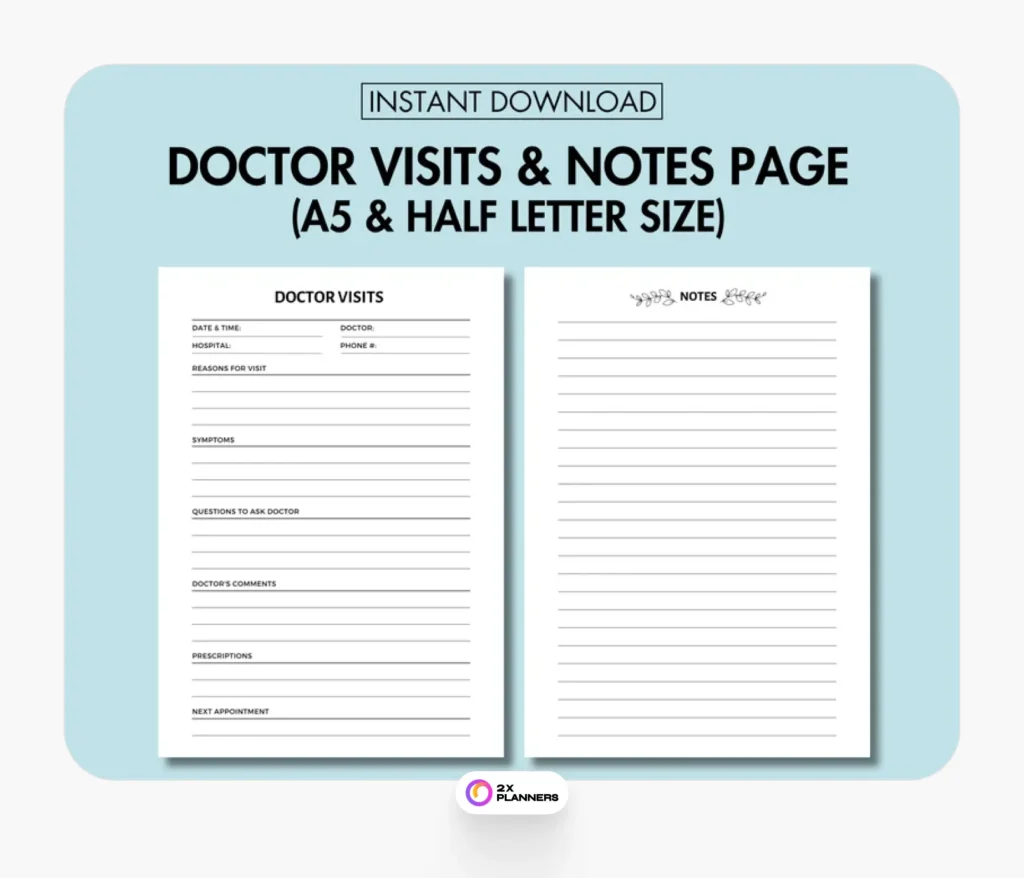printable doctor's appointment planner