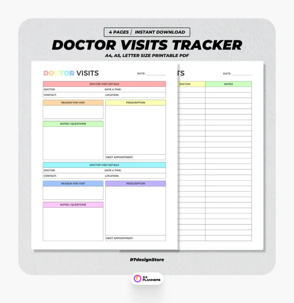Printable doctor's appointment planner