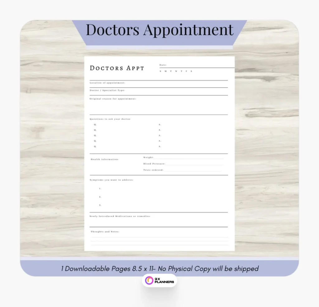 Doctor's Appointment Planner: Doctor's Appointment Planner