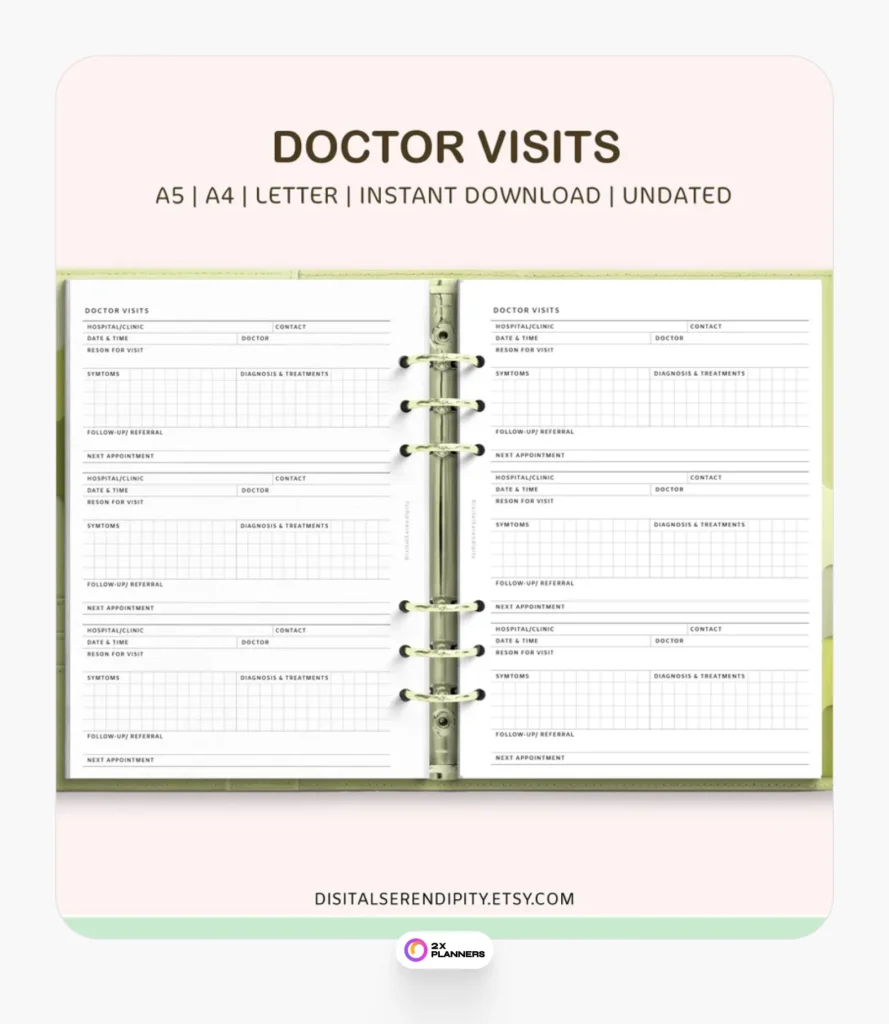 Doctor's Appointment Planner Insert