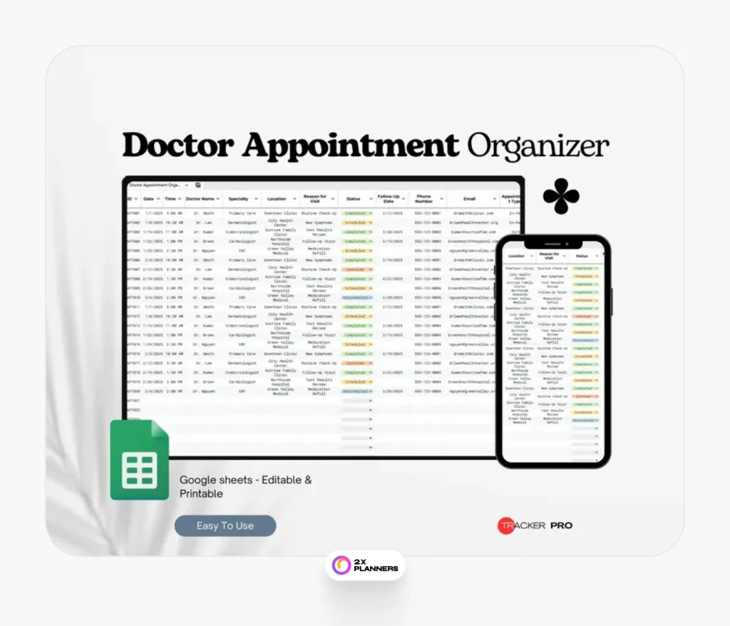 Doctor's appointment organizer