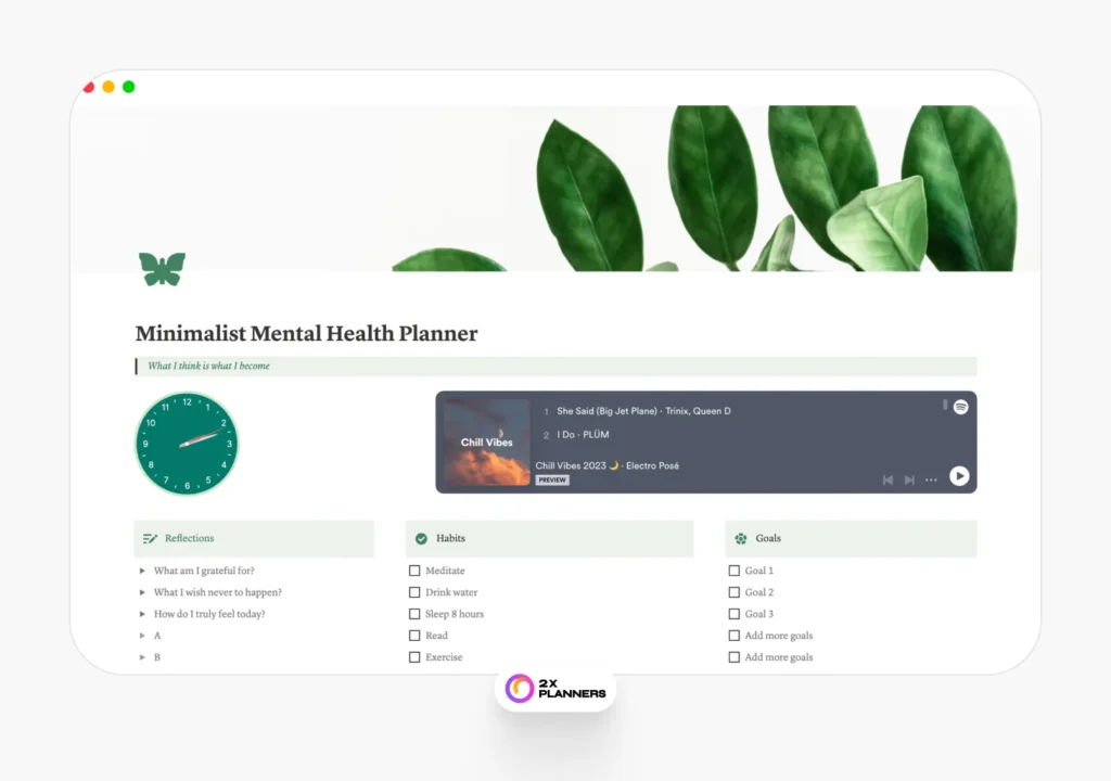 Minimalist Mental Health Planner