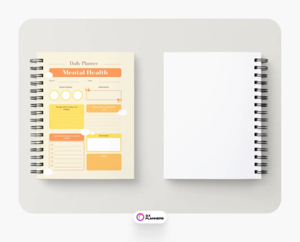 Yellow and Orange Simple Mental Health Daily Planner Spiral Notebook