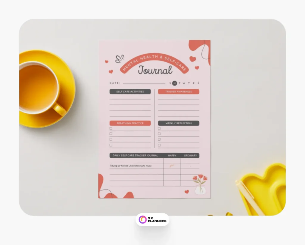 Orange Grey Cute Mental Health & Self-Care Planner