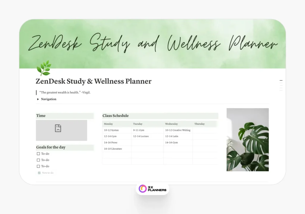ZenDesk Study & Wellness Planner