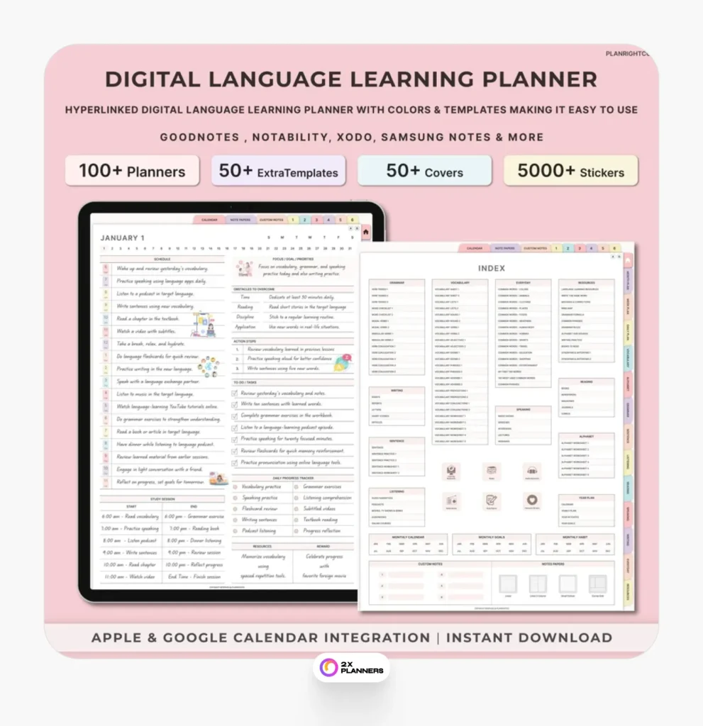 Digital Language Learning Planner