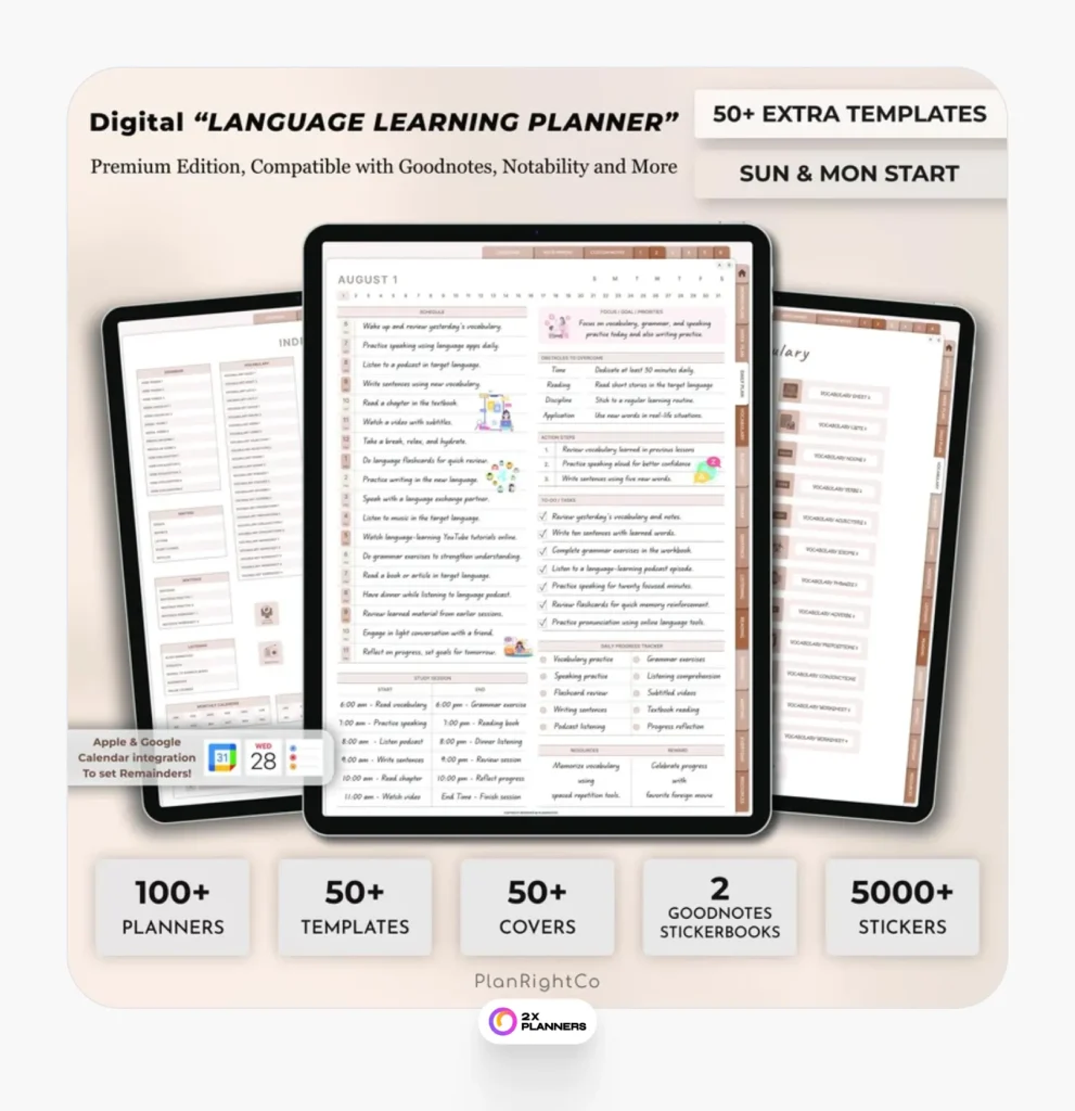 Digital Language Learning Planner