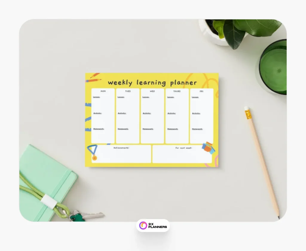 Bright and Fun Weekly Learning Planner