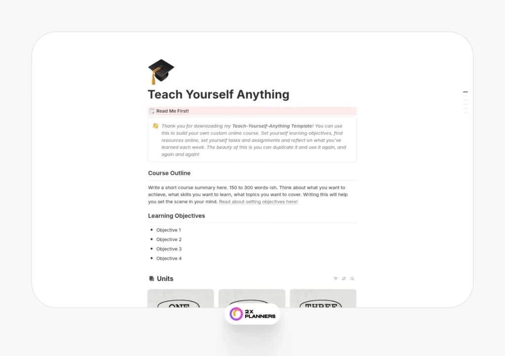 DIY Online Course – Self-Paced Study Planner