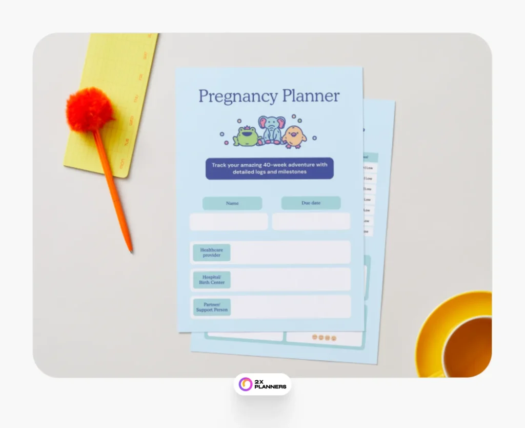Pregnancy Planner Personal Planner in Light Blue Feminine Pastel Style