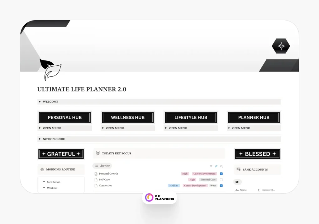 Life Planner 2.0 All-in-One Dashboard