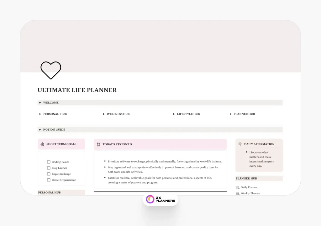 Minimalist Life Planner In Pink & Mocha