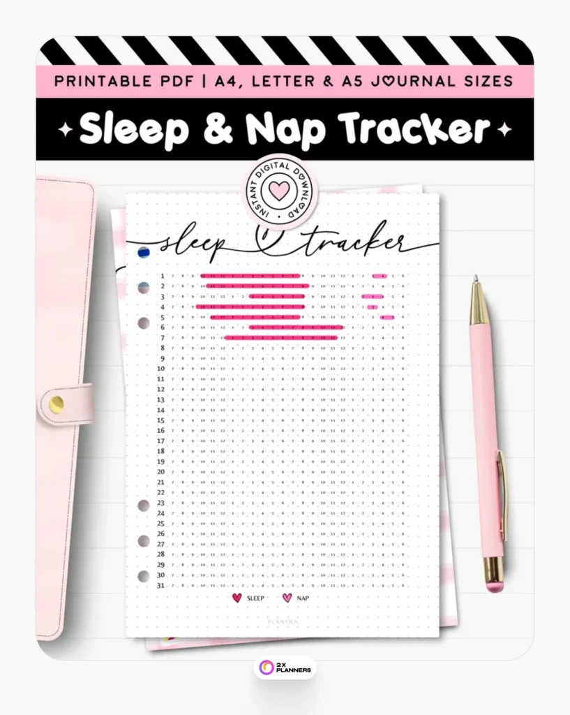 Sleep Tracker, Printable Journal, A5 Planner