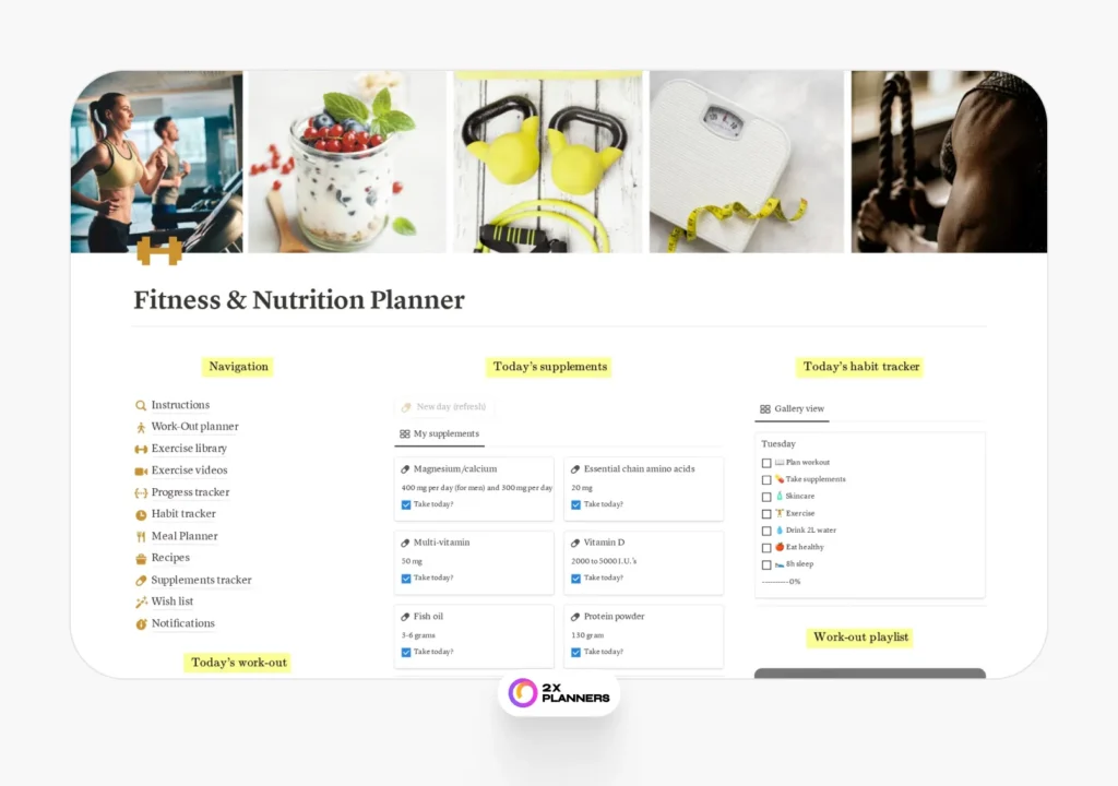 Fitness & Nutrition planner