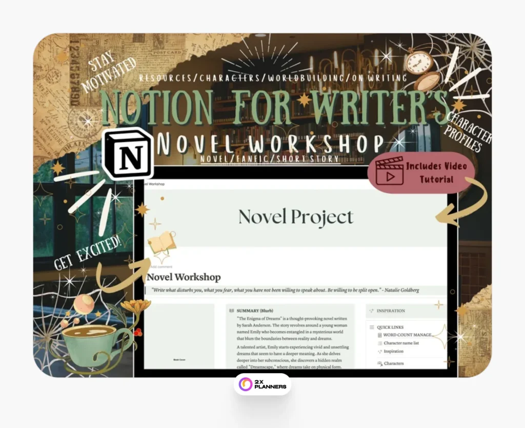 Notion Novel Template: Writer's Project Planner