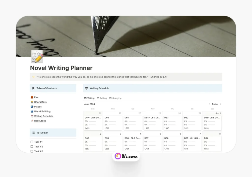 Basic Novel Writing Planner