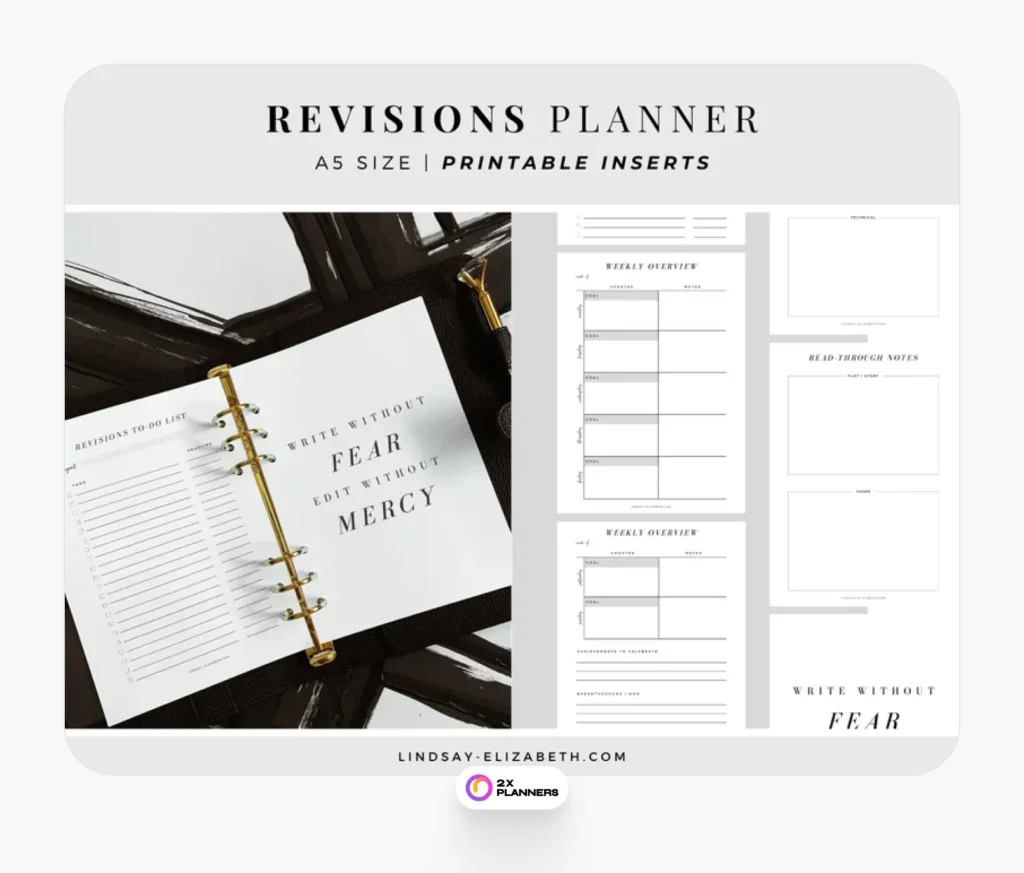 Revision planner for writers