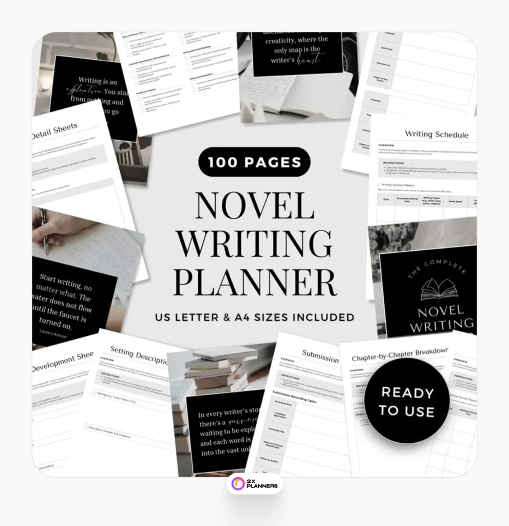 Novel Writing Planner Author Journal Writers