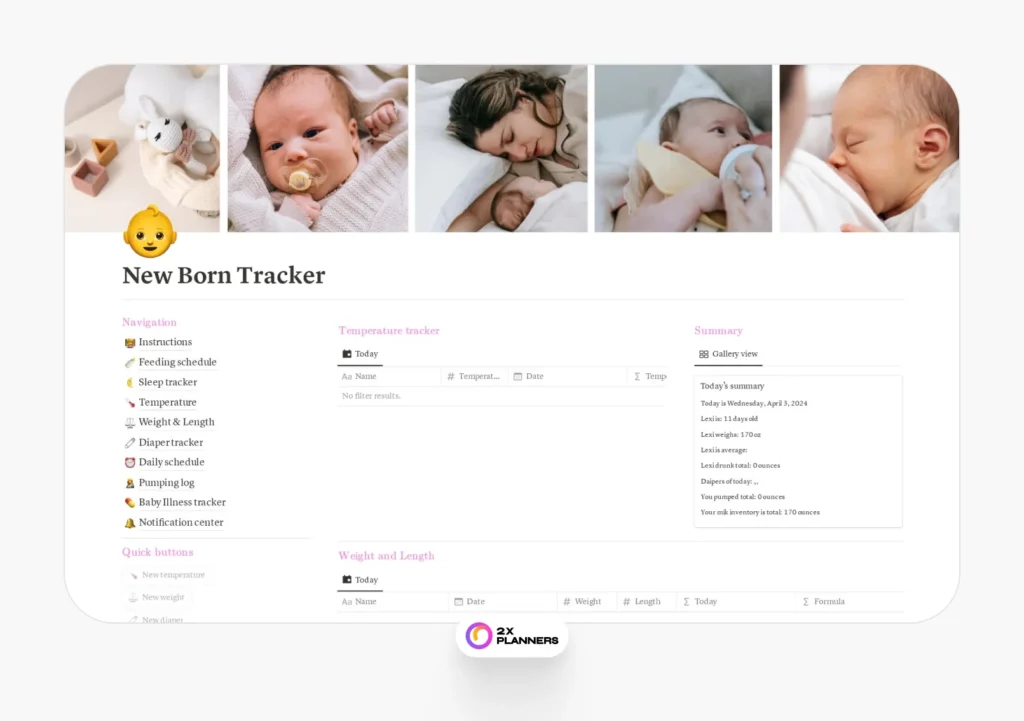 Newborn Tracker & Baby Care Planner Girl