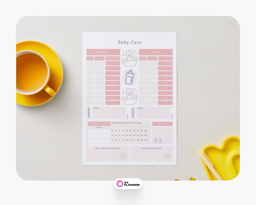 Elegant Baby Care Planner Sheet